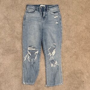 Flying Monkey Light Blue Distressed Straight Leg Jeans